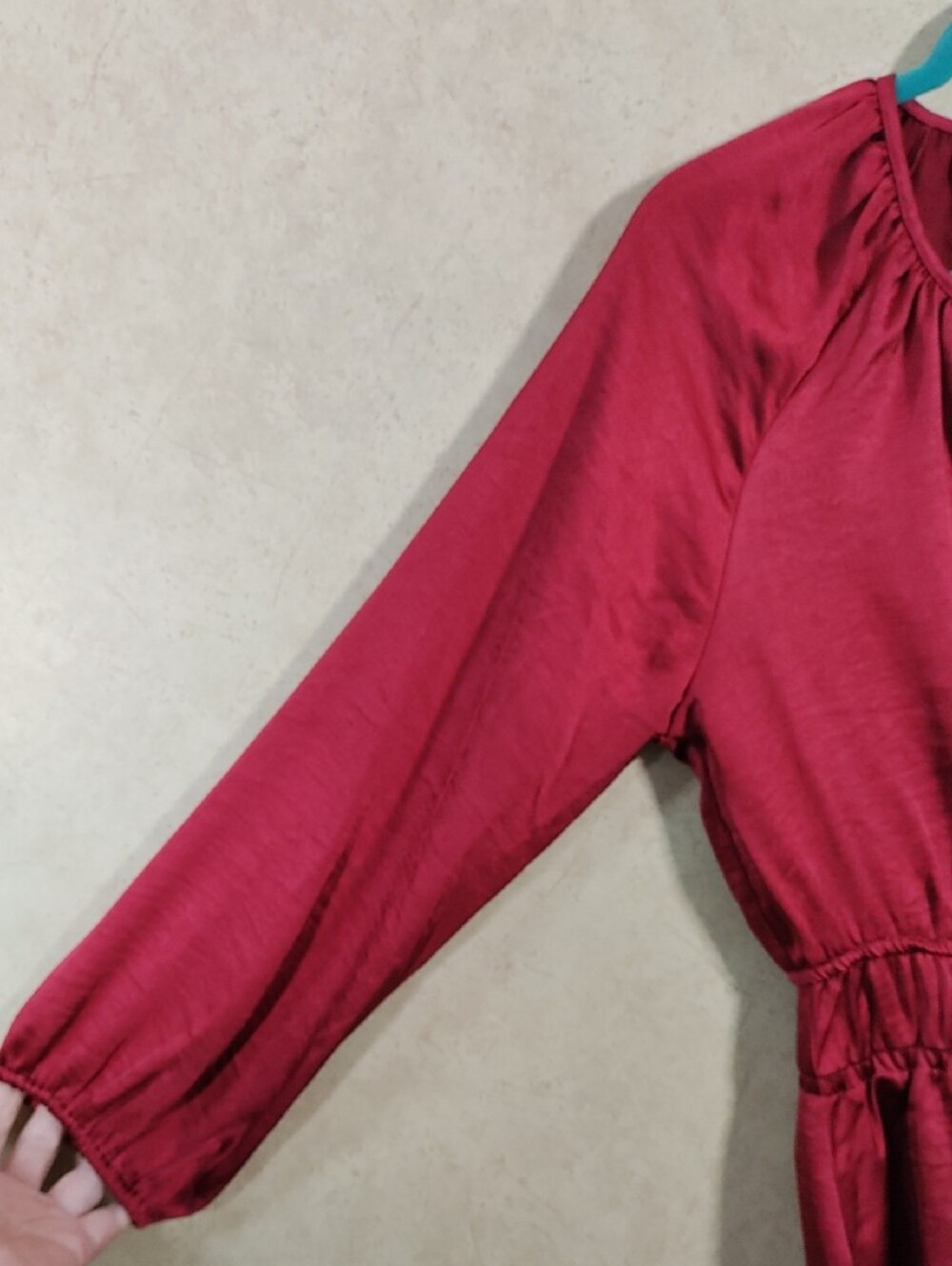 J099 Another Love Burgundy Satin Boho Tiered Dress S NWT - Picture 6 of 10